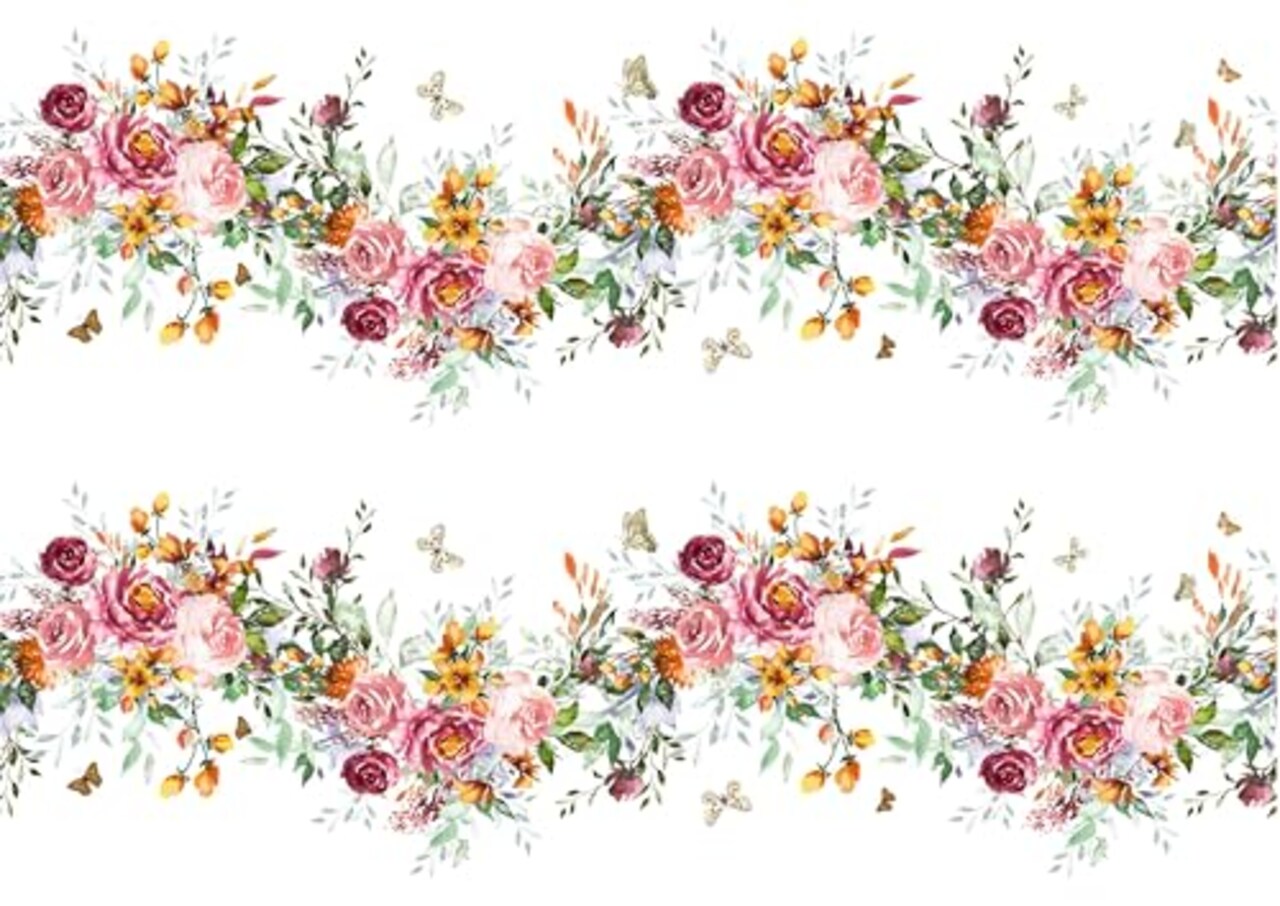 Roses Edible Image cake border 2 Strips per sheet 3.5x10.5 inchs